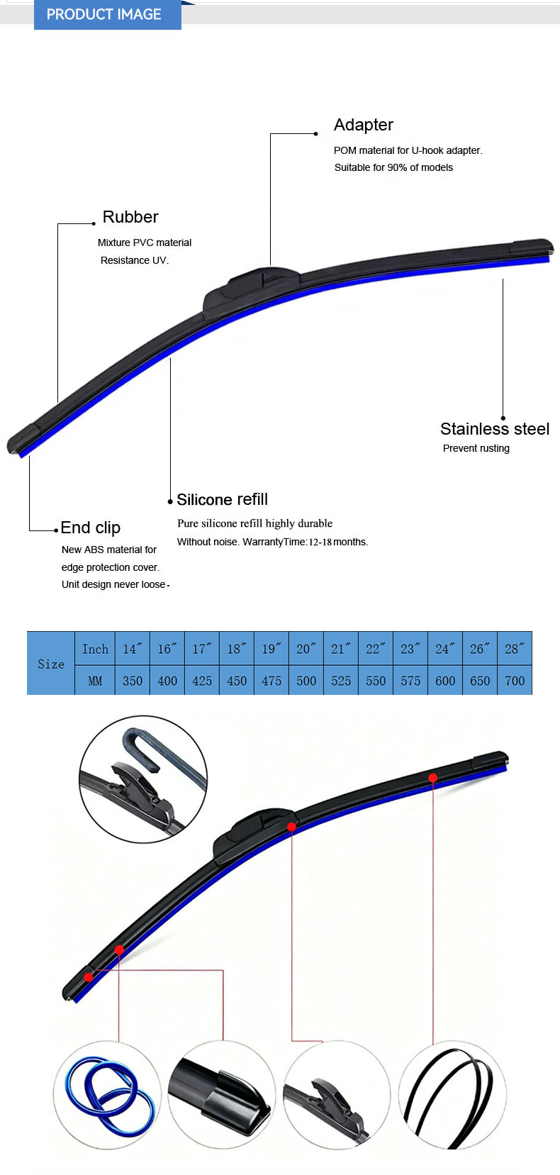 Car young soft silicone refill wiper blade